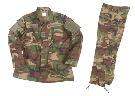 Pleated Back Military Camo Outfit , Desert Camouflage Uniform With Sleeve Pocket