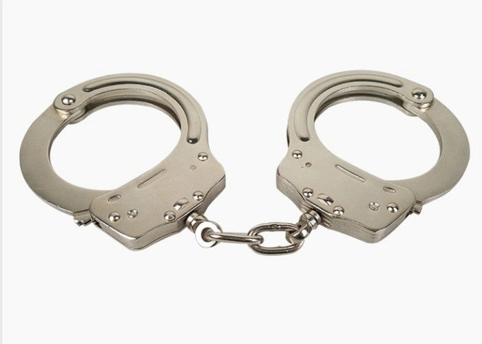 Two Keys Police Issue Handcuffs , 200mm Length Law Enforcement Handcuffs