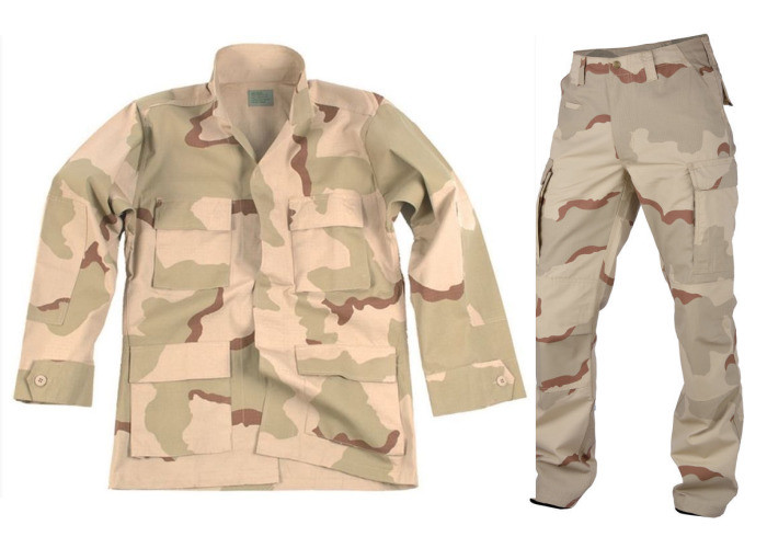 Desert Woodland Army Camo Suit , Mock Neck Collar Tactical Camo Clothing