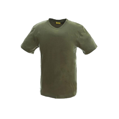 Army green tactical wear 100% cotton T shirt military cotton fabric round neck shirt knitted men shirt