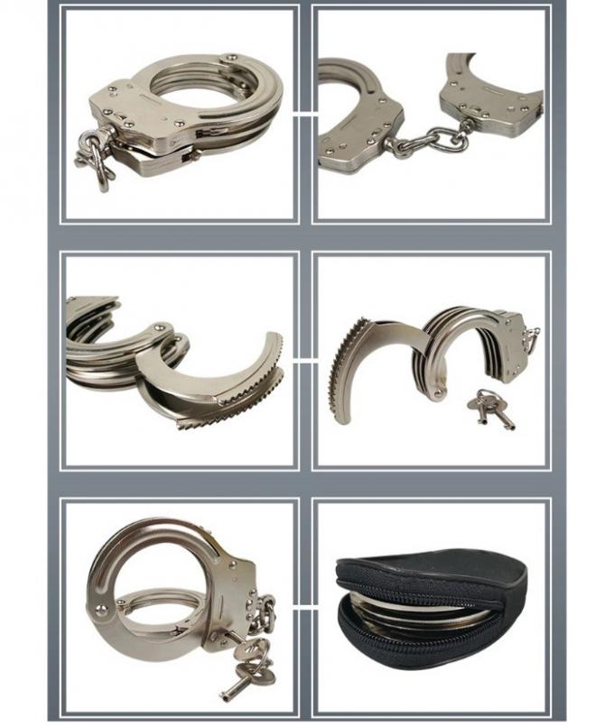 Two Keys Police Issue Handcuffs , 200mm Length Law Enforcement Handcuffs