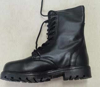 Lightweight Tactical Black Leather Police Boots Anti Slip