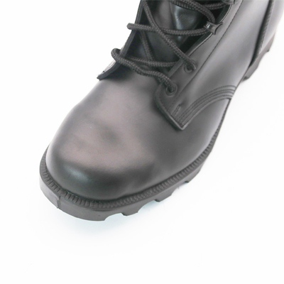 Combat tactical boots Genuine Leather Black Boot Mens Rubber Sole 6&quot; 8&quot; Height