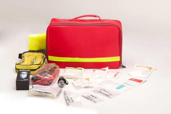 Key Features First Aid Guide and Molle Compatible Red Tactical Bag for Disaster Relief