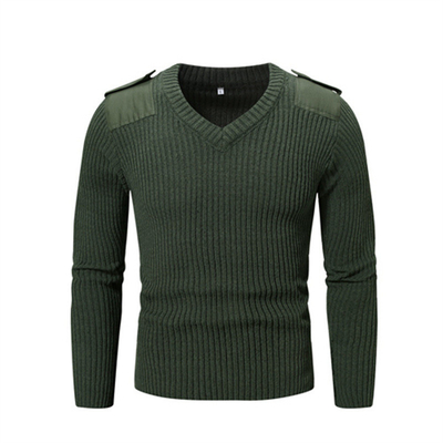 Men Olive Green Knitted Autumn Winter Keep Warm Thickness Combat Sweater Outdoor Tactical Pullover