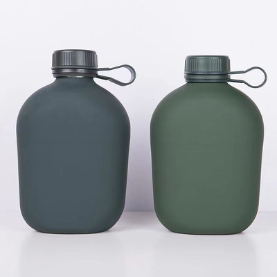 Camping Training Students Water Bottle Aluminum Body With Rubber Coated Matte Finish With Pouch Bag Shoulder Stripes