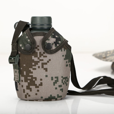 Camping Training Students Water Bottle Aluminum Body With Rubber Coated Matte Finish With Pouch Bag Shoulder Stripes