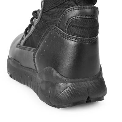 Round Toe Slip Resistant Leather Combat Footwear Gear With Shock Absorbent Rubber Sole