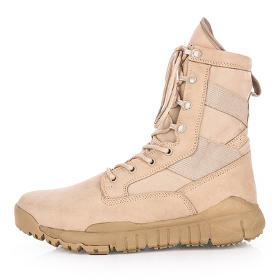 Round Toe Slip Resistant Leather Combat Footwear Gear With Shock Absorbent Rubber Sole
