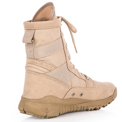 Round Toe Slip Resistant Leather Combat Footwear Gear With Shock Absorbent Rubber Sole