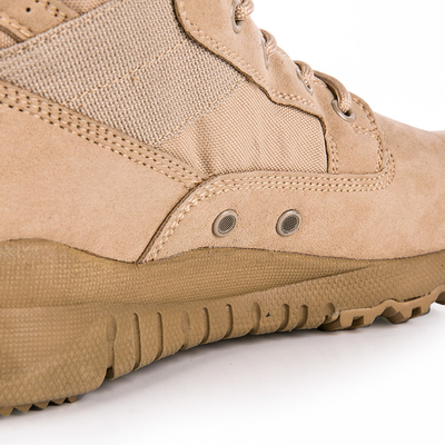 Round Toe Slip Resistant Leather Combat Footwear Gear With Shock Absorbent Rubber Sole