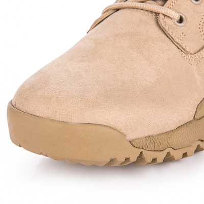 Round Toe Slip Resistant Leather Combat Footwear Gear With Shock Absorbent Rubber Sole