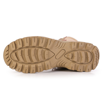 Round Toe Slip Resistant Leather Combat Footwear Gear With Shock Absorbent Rubber Sole