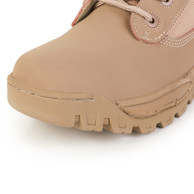 Round Toe Slip Resistant Leather Combat Footwear Gear With Shock Absorbent Rubber Sole