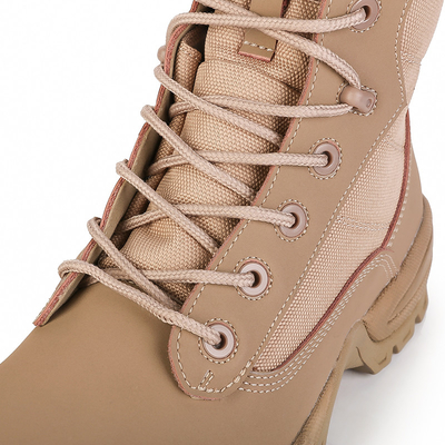 Round Toe Slip Resistant Leather Combat Footwear Gear With Shock Absorbent Rubber Sole