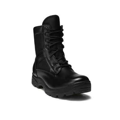 Black Outdoor PU Rubber Outsole High Upper Shoes Tactical Leather Combat Boots for Men