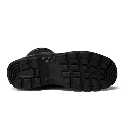 Black Outdoor PU Rubber Outsole High Upper Shoes Tactical Leather Combat Boots for Men