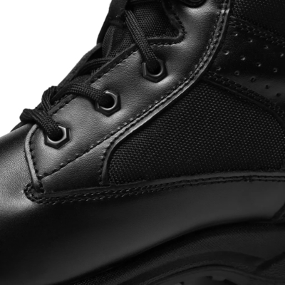 Black Outdoor PU Rubber Outsole High Upper Shoes Tactical Leather Combat Boots for Men