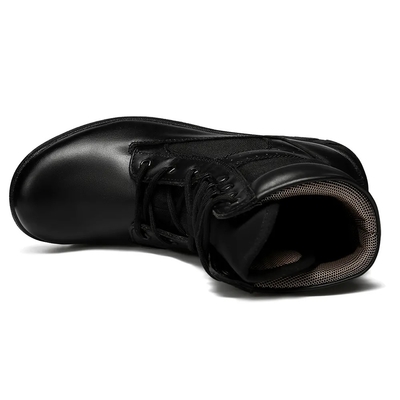 Black Outdoor PU Rubber Outsole High Upper Shoes Tactical Leather Combat Boots for Men