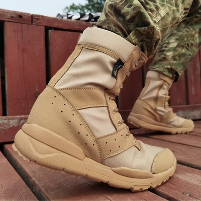 Ultralight Combat Boots Breathable Black Sand-colored High-top Mesh Combat Boots Oversized Boots
