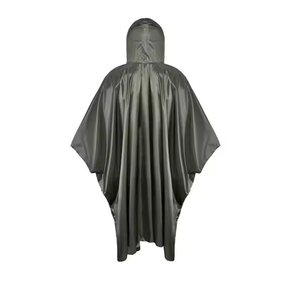 Olive Green Breathable Polyester Poncho Raincoat for Outdoor Activities