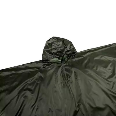 Olive Green Breathable Polyester Poncho Raincoat for Outdoor Activities