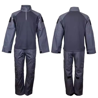 Multi-pocket Zippered Tactical Suit in Dark Blue with Customized Logo