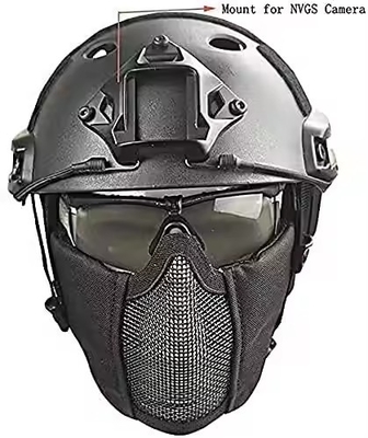 Tactical Helmet Combined With Foldable Ear Protection Half Face Mesh Mask And Glass Set