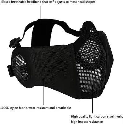 Tactical Helmet Combined With Foldable Ear Protection Half Face Mesh Mask And Glass Set