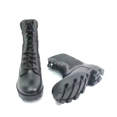 Black Full Grain Leather Boots Safety Rubber Hard Soled PU Genuine Leather Outdoor Boots for men