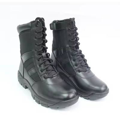 Black Full Grain Leather Boots Safety Rubber Hard Soled PU Genuine Leather Outdoor Boots for men