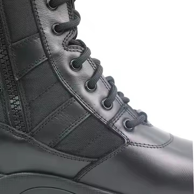Black Full Grain Leather Boots Safety Rubber Hard Soled PU Genuine Leather Outdoor Boots for men