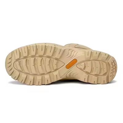 Tactical Footwear Solid Khaki Desert Hiking Boots with Leather Material Comfortable Training Shoes