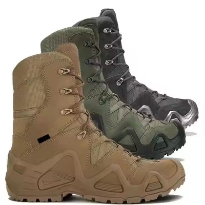 Factory Wholesale High-Top Brown Leather Outdoor Sports Survival Desert Safety Tactical Combat Boots