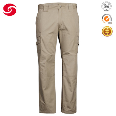 8 Pockets Khaki Tactical Pants 65% Polyester 35% Cotton Anti Pilling